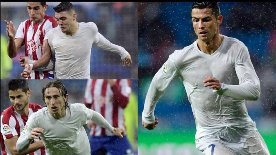 Η Ρεάλ Μαδρίτης εμφανίστηκε στο ματς με την Χιχόν με εμφανίσεις από ανακυκλωμένο πλαστικό, μόνο που αυτές λόγω της βροχής ξέβαψαν και έγιναν διάφανες!