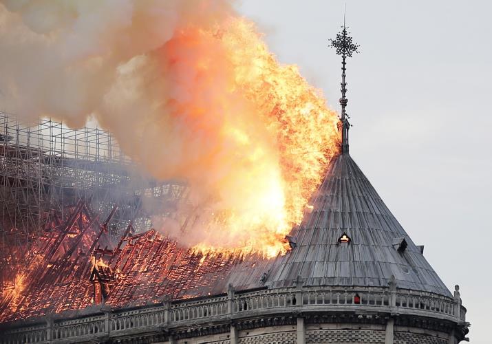 Cathedral of Notre-Dame of Paris on fire