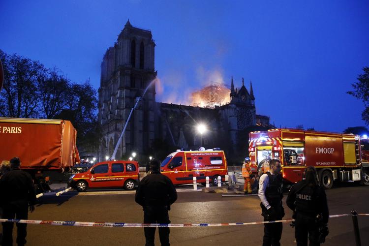 Cathedral of Notre-Dame of Paris on fire