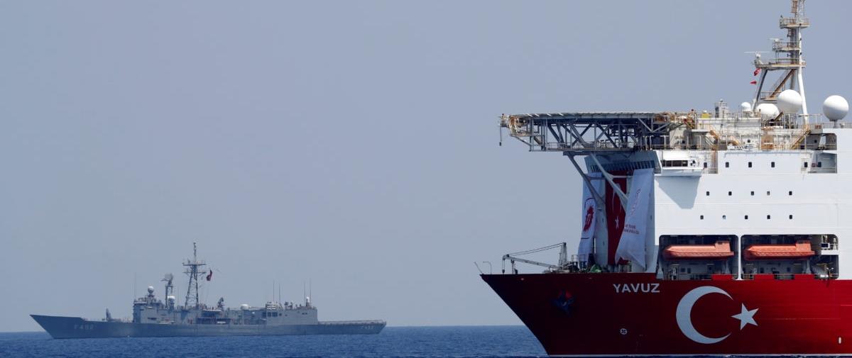 FILE PHOTO: Turkish drilling vessel Yavuz is pictured in the eastern Mediterranean See off Cyprus