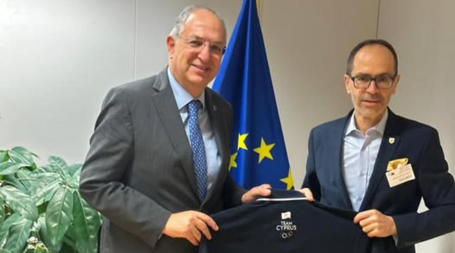 Συνάντηση Προέδρου της Κυπριακής Ολυμπιακής Επιτροπής με τον Ευρωπαίο Επίτροπο Κώστα Καδή στις Βρυξέλλες